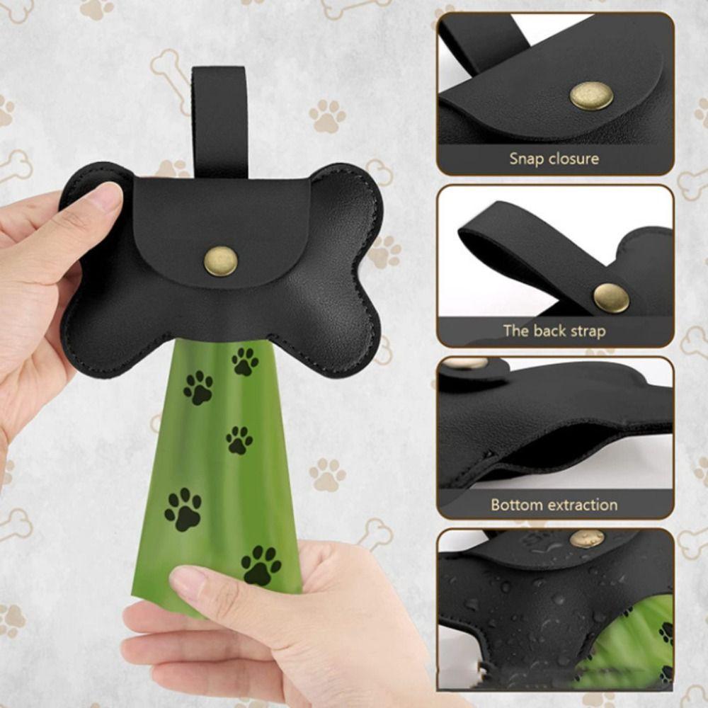 PU Leather Pet Poop Bags Thicken Pet Waste Dispenser Universal Dog Poop