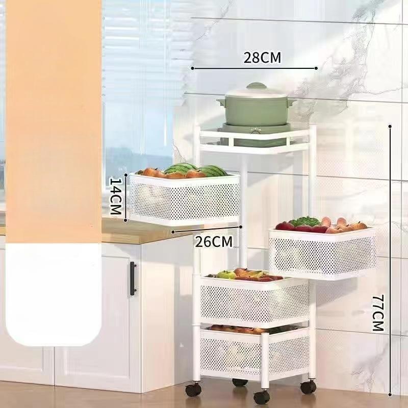Cheap Kitchen Movable Trolley Cart Rotatable Storage Rack for