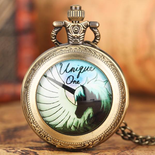 Dream Unicorn Pocket Watch Unique One Script Slim Necklace Adorable