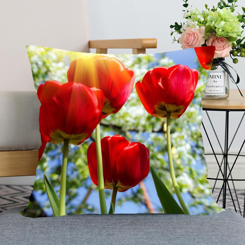Buy Tulip Flower Pillowcase Bedroom Home Office Decorative Pillowcase