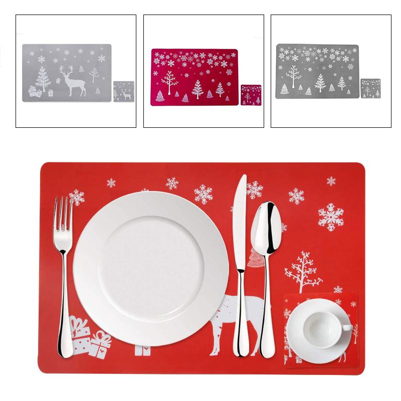 Buy 6Pcs/Set Reusable Christmas Placemats Coasters Table Mats Creative