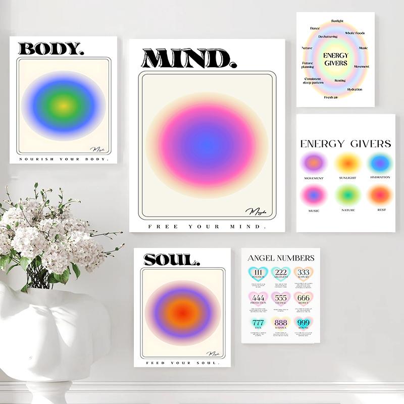 Cheap Gradient Spiritual Aura Angel Number Canvas Painting and Print