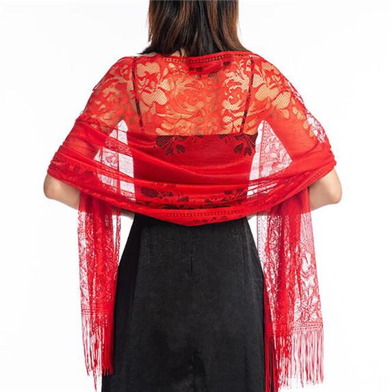 Cheap Women Lace Shawl Wrap for Evening Dress Wedding Scarves Fringes