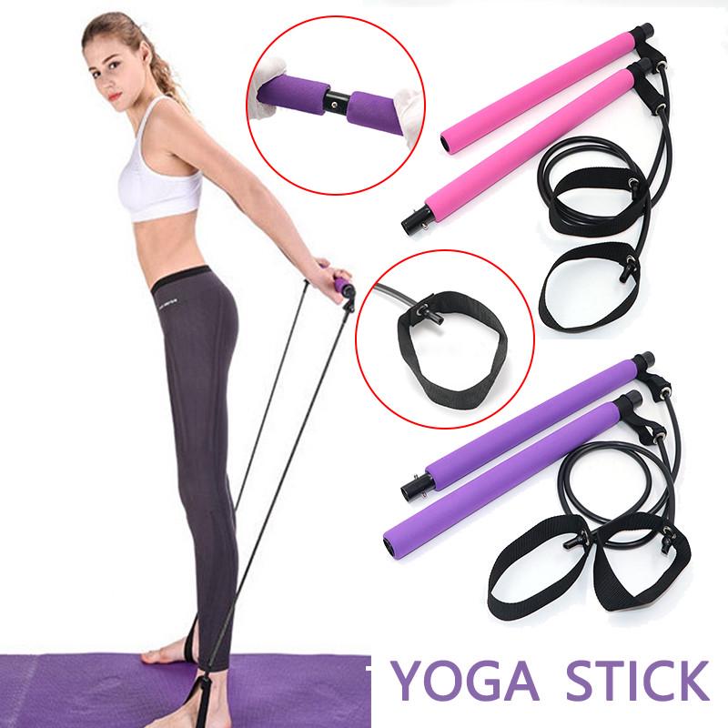 Buy Portable Pilates Bar Kit with Resistance Band Yoga Exercise Pilates