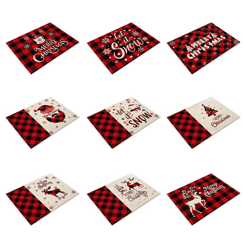 Cheap Merry Christmas Placemat Ornament Tableware Pad Table Mat Kitchen
