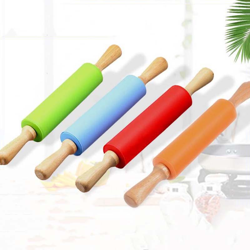 Buy Silicone Rolling Pins Wood Handle Baking Home Kitchen Tools at