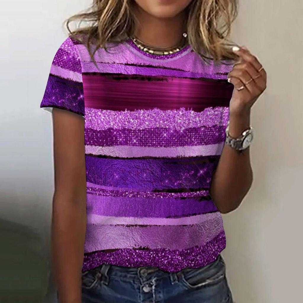 Cheap Summer New Fashion Women's Printed Round Neck Short Sleeve Casual