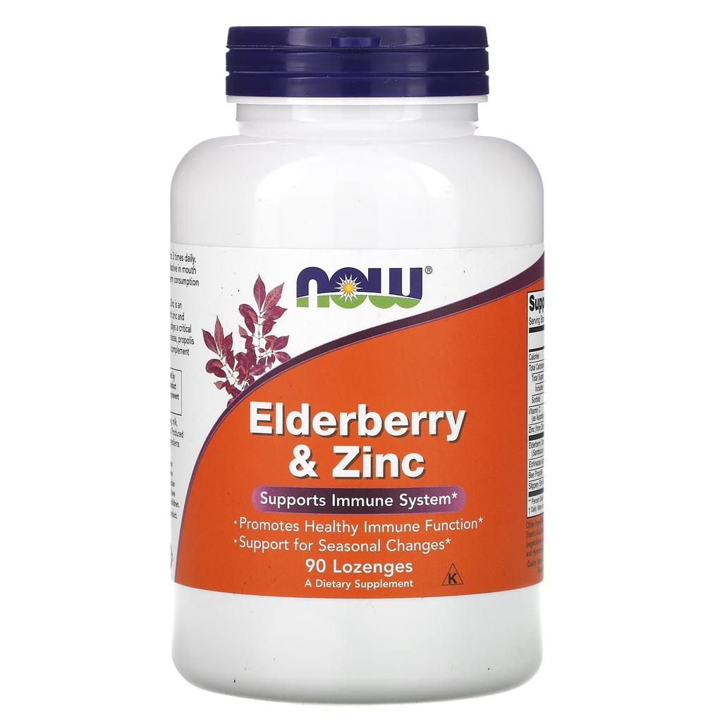 Buy NOW Foods, Elderberry & Zinc, 90 Lozenges at affordable prices