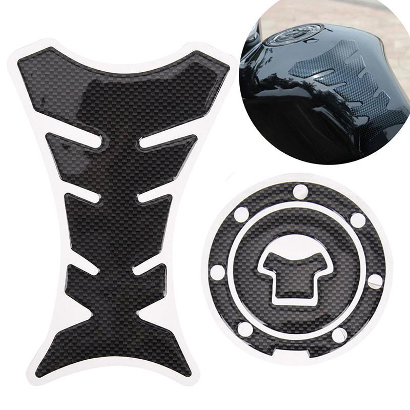 2x Motorcycle Universal 3D Carbon Fiber Gel Gas Fuel Tank Pad Protector