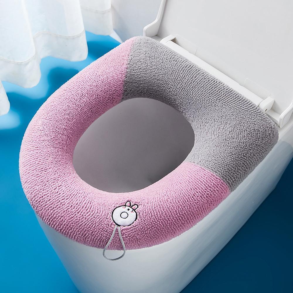 Cheap Thickened Soft Warm Zipper Toilet Seat Pad Mat Bathroom Washable