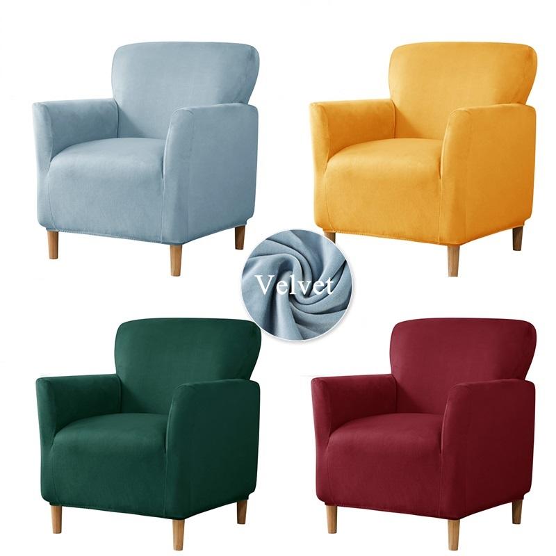 Cheap Solid Color Velvet Stretch Tub Chair Cover for Living Room