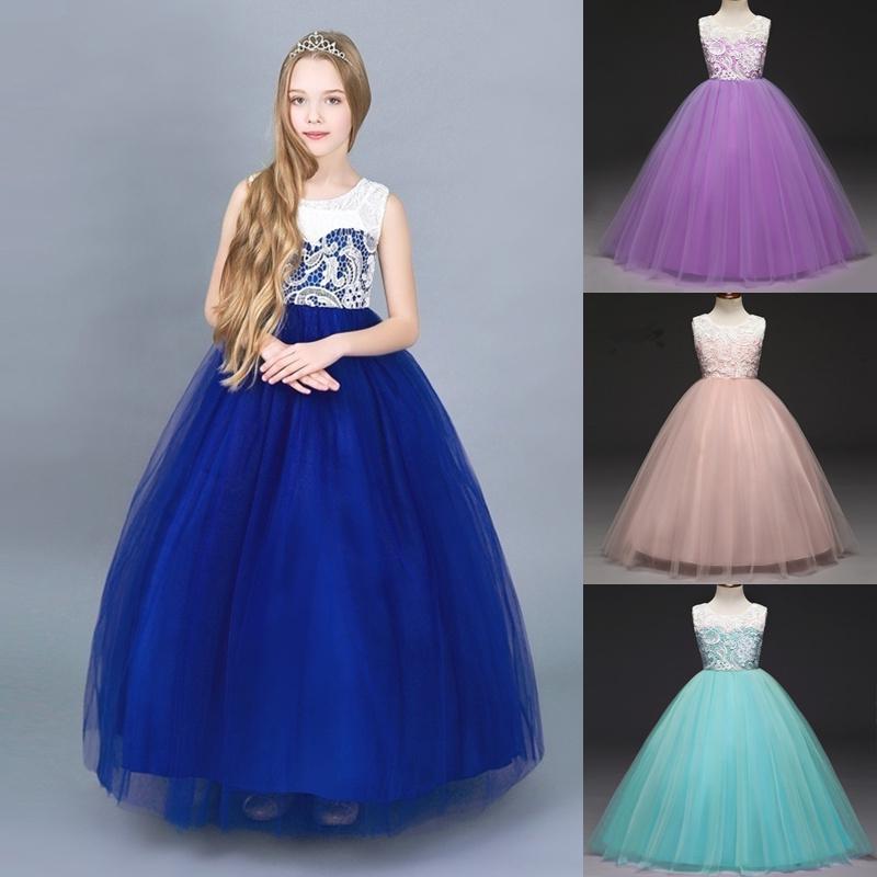 Blumenmädchen Kinder Kinder Spitze Tüll Bowknot Hochzeit Brautjungfer