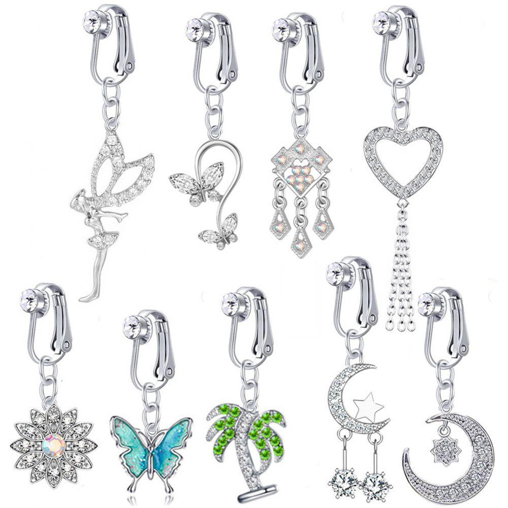 Clip Faux Piercing Navel Rings Fake Belly Rings Navel Clip on Belly Button Rings Body Jewelry
