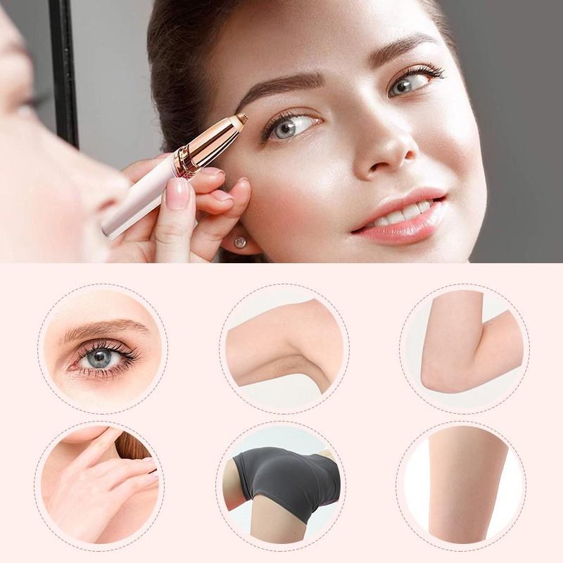 Cheap 18K Gold Plated Electric Eyebrow Trimmer Makeup Painless Eye Brow