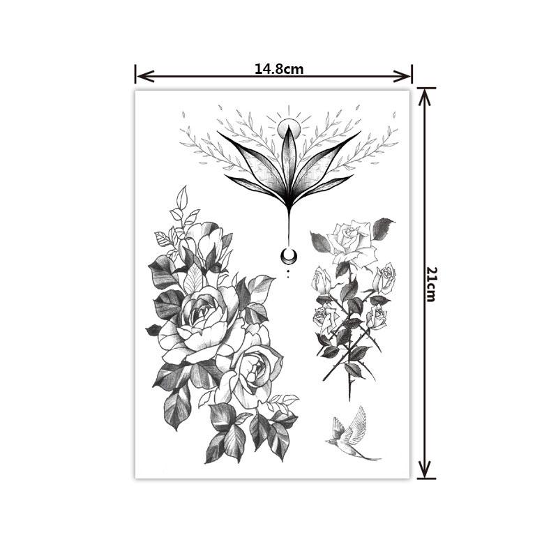 Buy Temporary Tattoo Black Flower Water Transfer Tatoo Sticker Peony