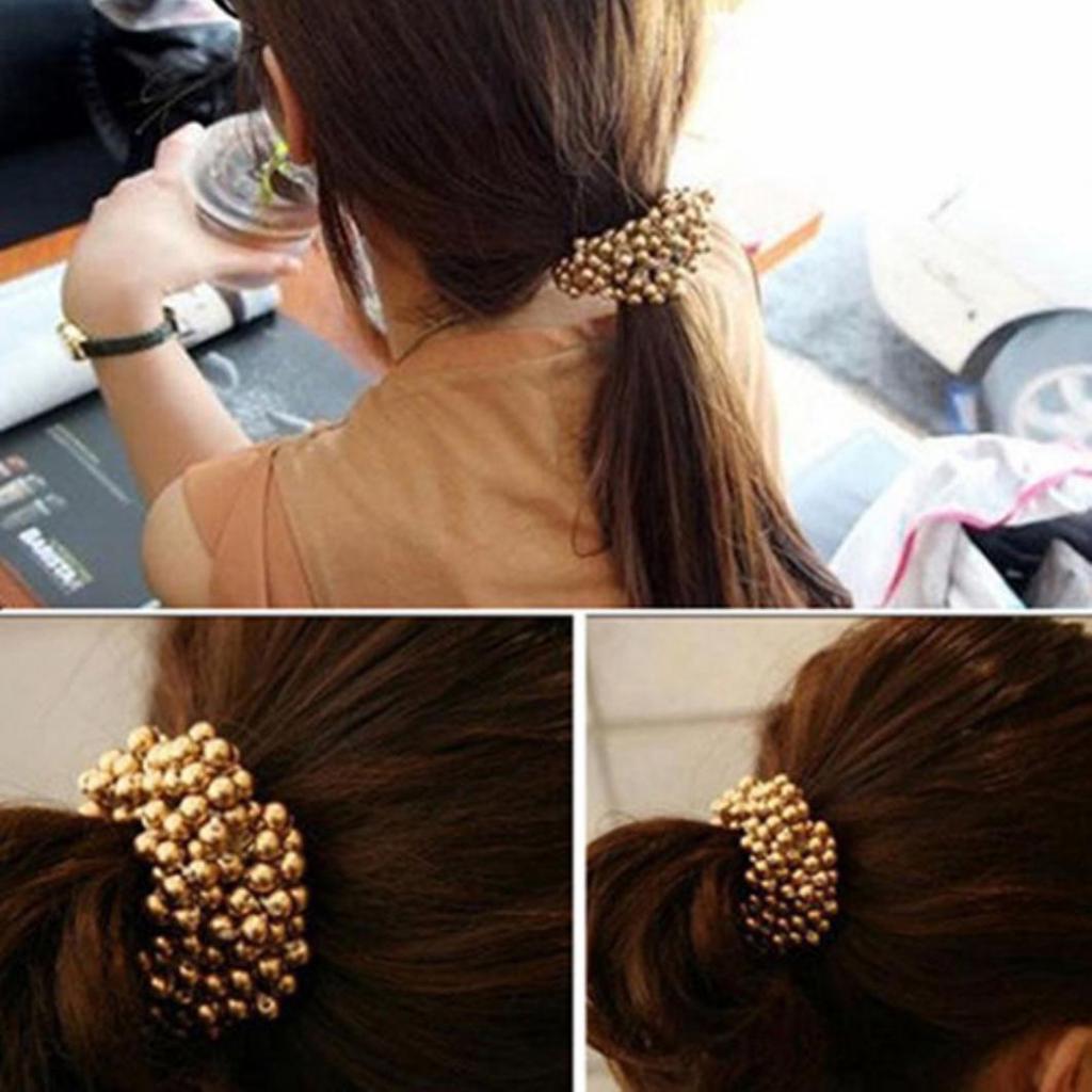 Max 64 OFF Hairpiece Scrunchie w Beads Brown