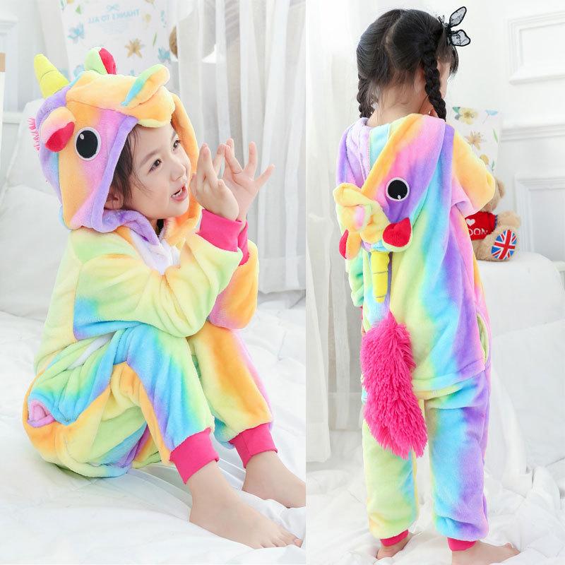 Cheap Children Animal Unicorn Pajamas Set Girl Rainbow Unicorn Pyjamas