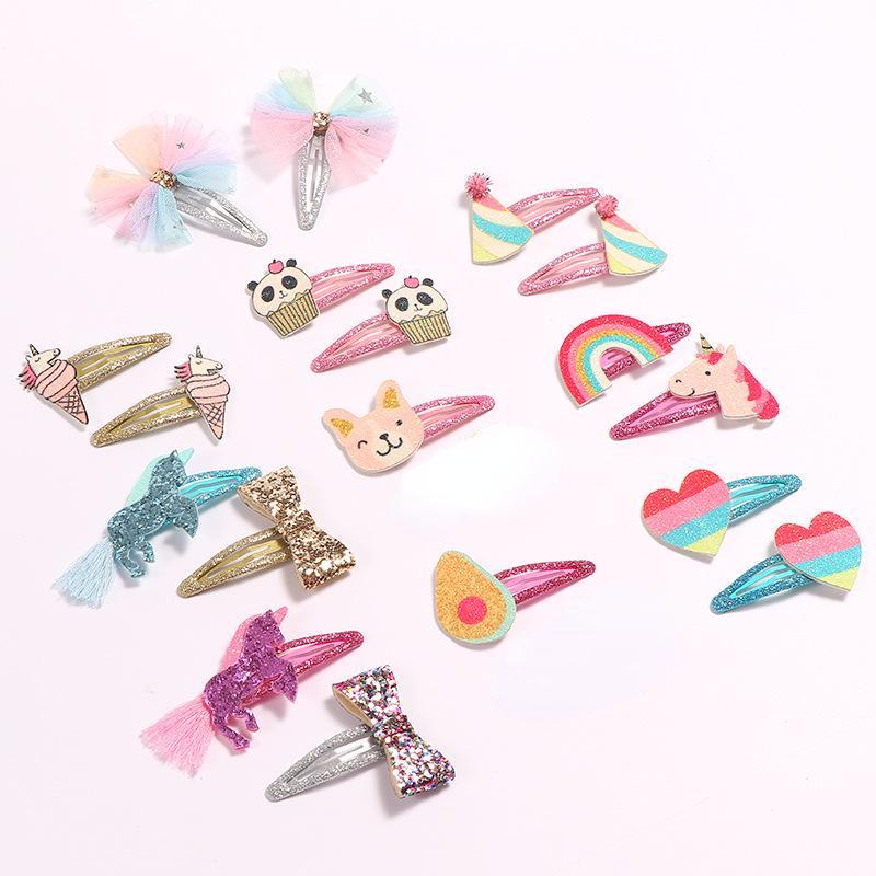 💰Köp billigt online 2pcs Kawaii Hairpins Girls Cute Unicorn Bow Rainbow