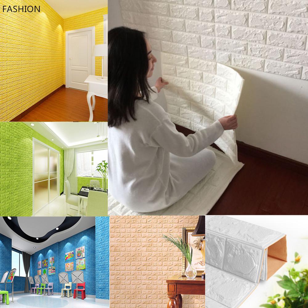 Buy PE Foam 3D Wallpaper DIY Wall Stickers Wall Decor Embossed Brick