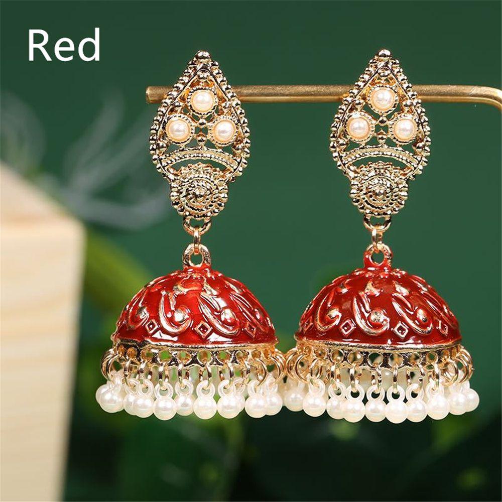 Cheap Earrings Accessories Indian Style Palace Earring with Tassel Jhumka Earrings Flower Bell