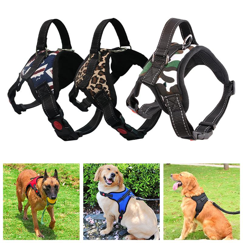 Buy Durable Dog Harness Reflective Adjustable Big Dog Harness Nylon Pet Walking Harness Vest