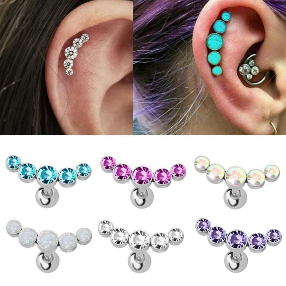 Cheap Gem Opal Stainless Steel Bar Women Body Jewelry Ear Piercing Stud
