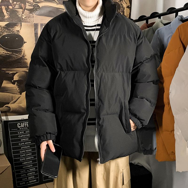 Buy Solid Color Stand Collar Warm Men's Winter Jacket Oversize Fashion