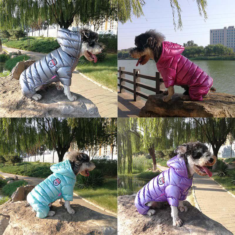 Cheap Winter Dog Jumpsuit Warm Dog Coat Solid Color Puppy Clothes For