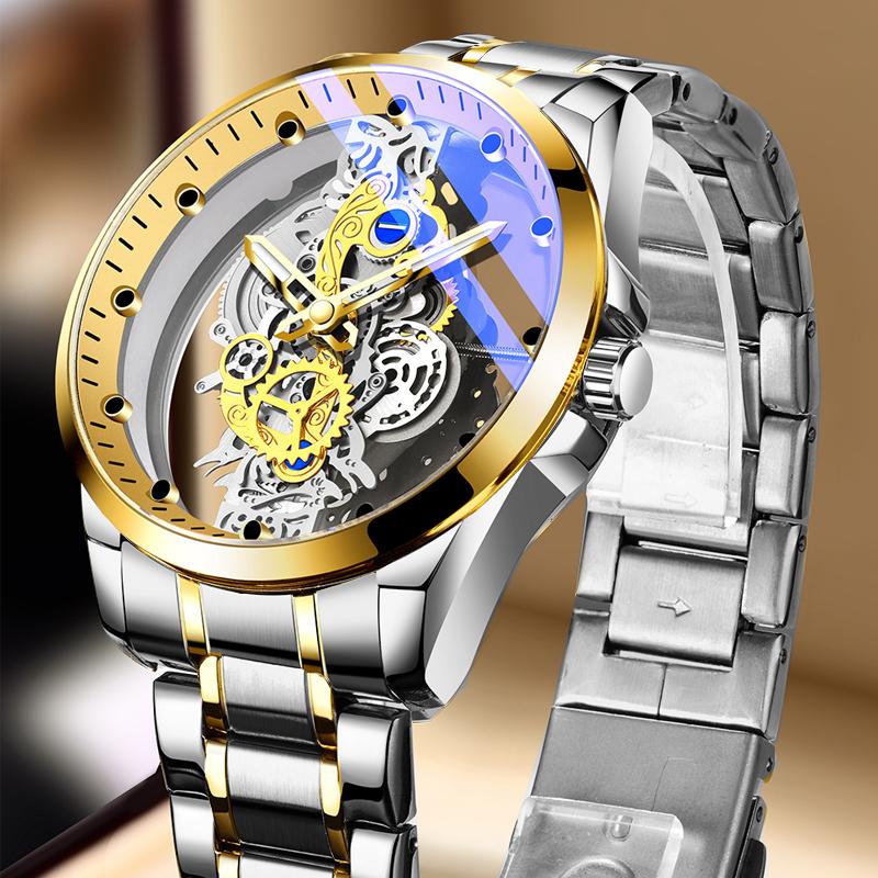 Buy Men Skeleton Automatic Quartz Watch Vintage Man Watches at