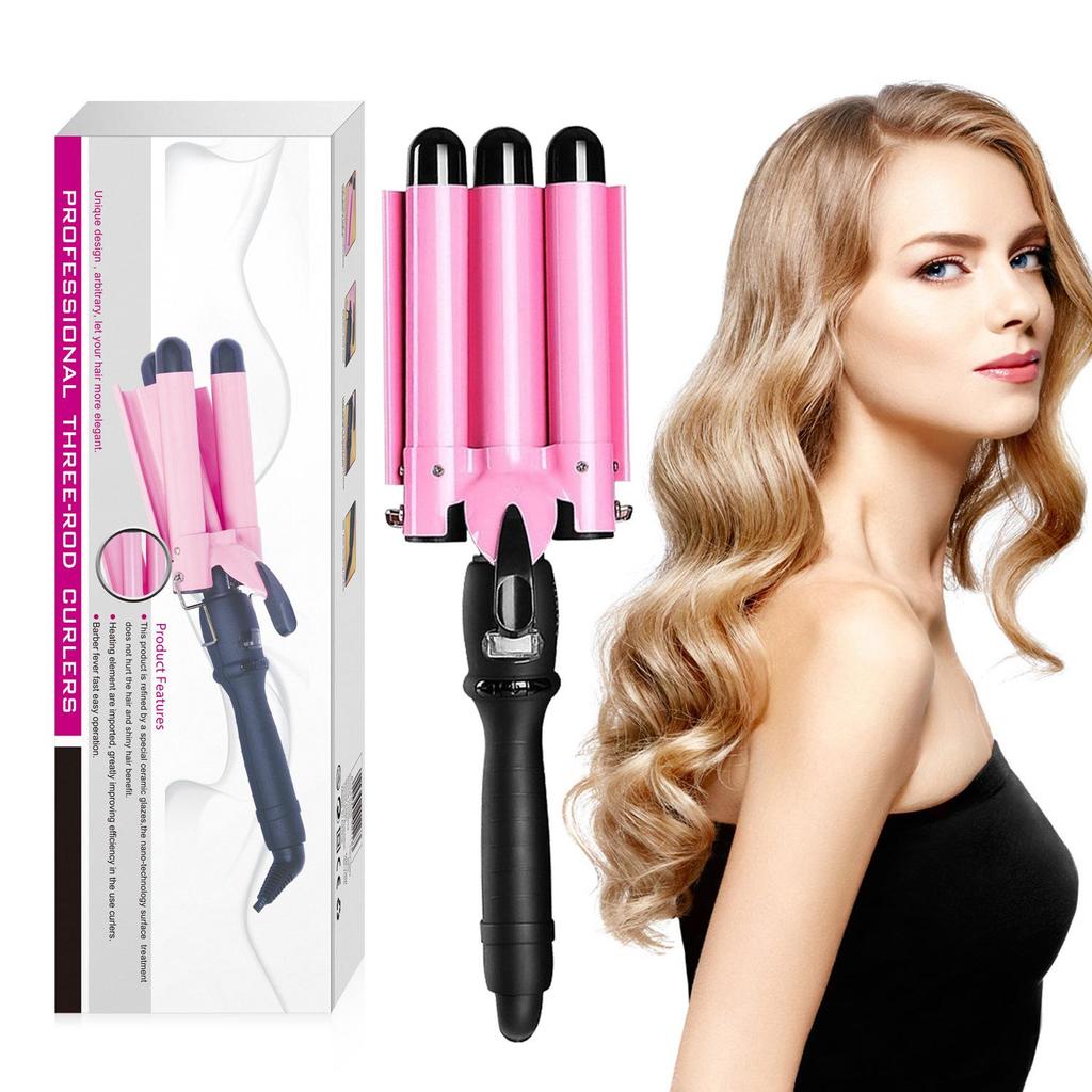 Buy Professional 3 Barrels Hair Curling Iron Ceramic Triple Barrel Hair Curler Irons Hair Wave