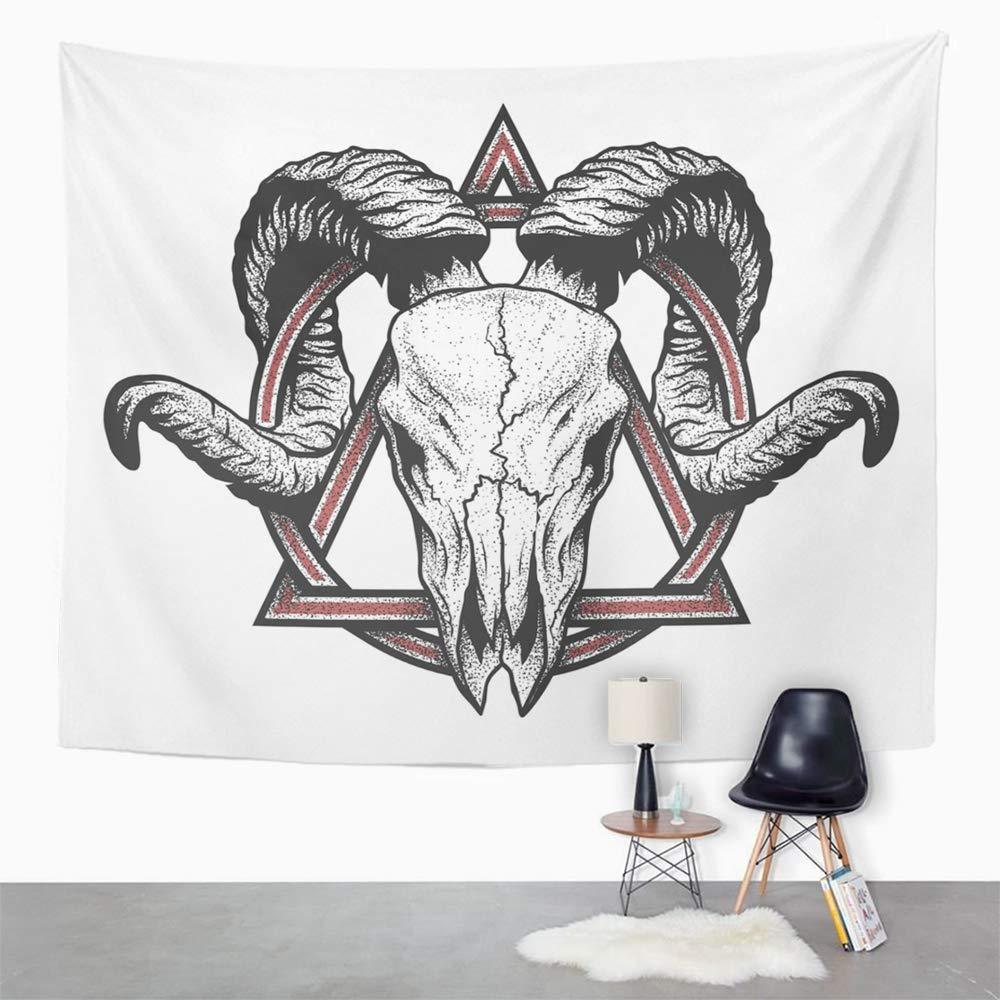 Goat Ram Skull With Geometric Symbol Dotwork Style Tattoo Horn Aries Graphic Wall Tapestry 51X60Inch/128X150Cm Acheter À Prix Bas — Livraison Gratuite, Avis Réels Avec Des Photos — Joom 1000_x_1000_jpg