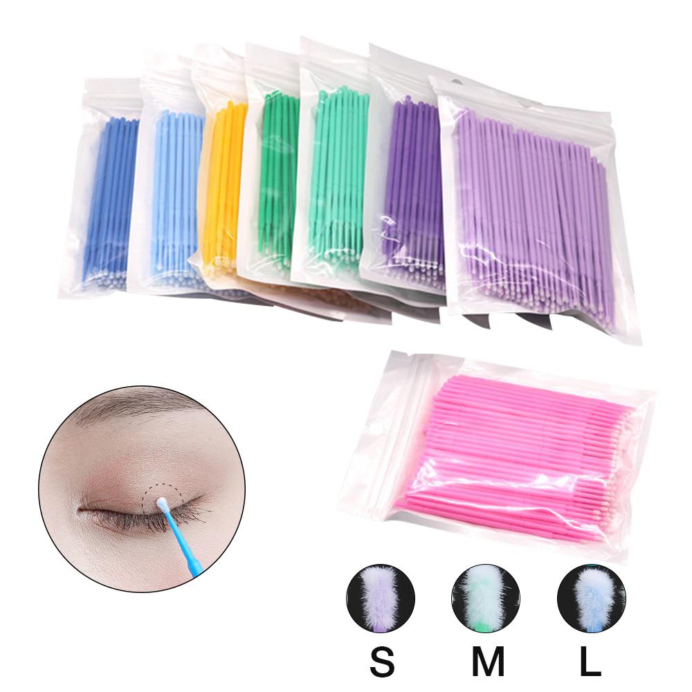Buy 100 Pcs Disposable Micro Brush Eyelashes Extension Cotton Swab