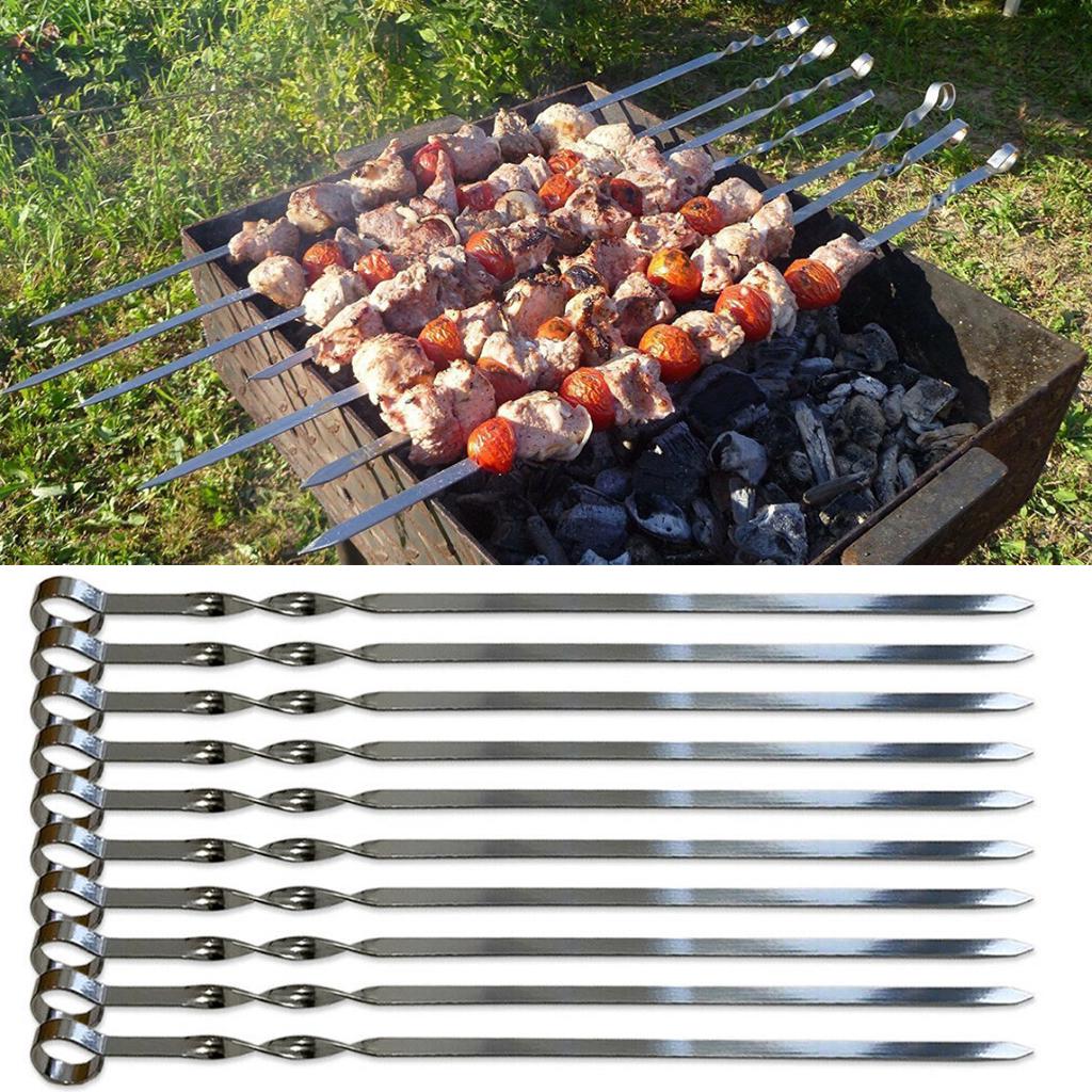 💰Kjøp Dagu 10Pcs 50cm Long BBQ Barbecue Kebab Food Meat Skewers Outdoor