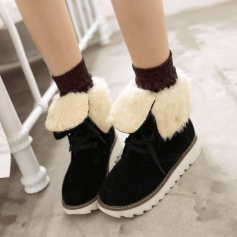 Buy Winter Casual Snow Boots Womens Suede Thicken Warm Ankle Boots at