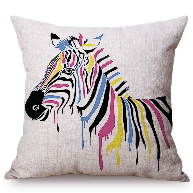 Cheap Zebra Cushion Cover Colorful Stripes Pillow Case Africa