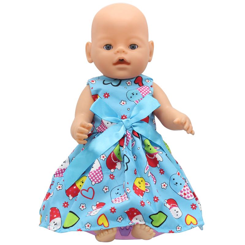 Cheap Doll Accessories Doll Clothes Blue Dress Fit 43cm Baby Doll
