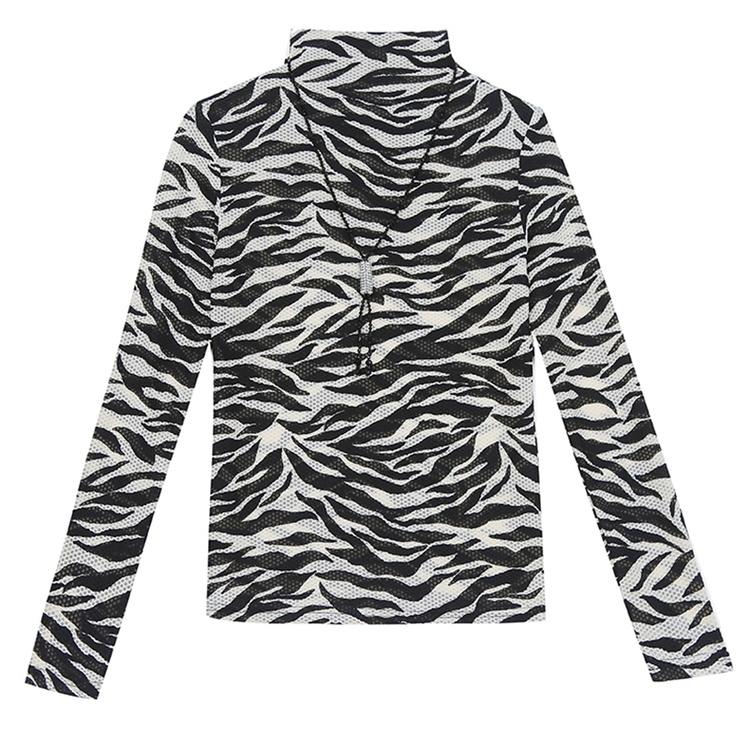 Women's Leopard Printed T Shirt Ladies Slim Fit Long Sleeve Blouse