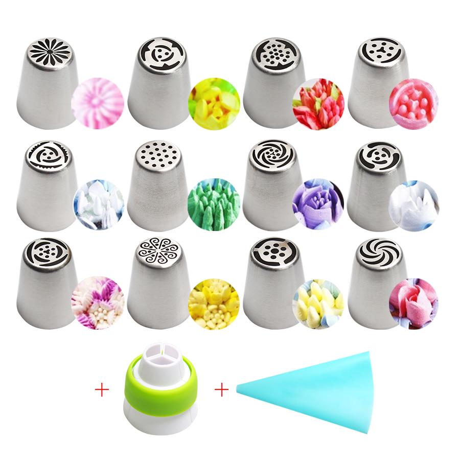 Cheap 14pcs/Set Stainless Steel Russian Tulip Icing Piping Nozzles Flower Cream Pastry Tips