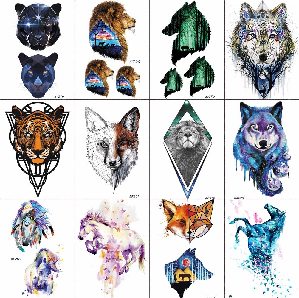 Compre 12 Pieces/Lot 3D Animal Style Fake Temporary Tattoos Horse Sticker Watercolour Body Tatoos Paper Art Barato — Frete Grátis, Avaliações Reais Com Fotos — Joom 1001_x_1003_jpg