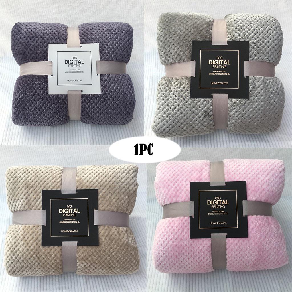 Buy Soft Warm Plaid Fleece Bed Blanket Large Mesh Flannel Blankets