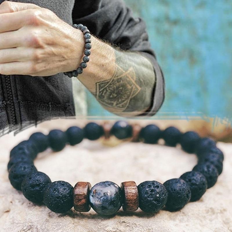 Buy Mens Elestic Bead Tibetan Buddha Bracelet Chakra Lava Stone