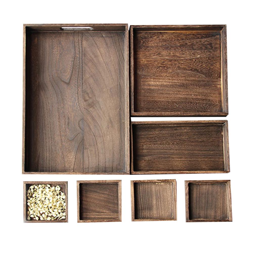 Buy 7PCS/Set Burnt Color Vintage Wooden Tea Tray Retro Wooden Tea Set