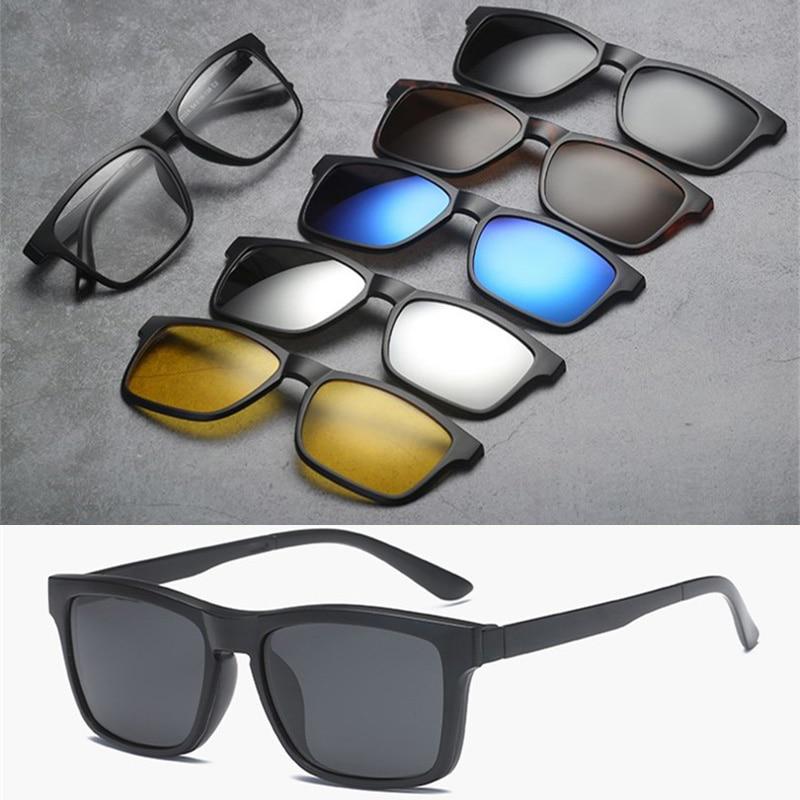 Cheap Spectacle Frame With 5 Pieces Polarized Sunglasses