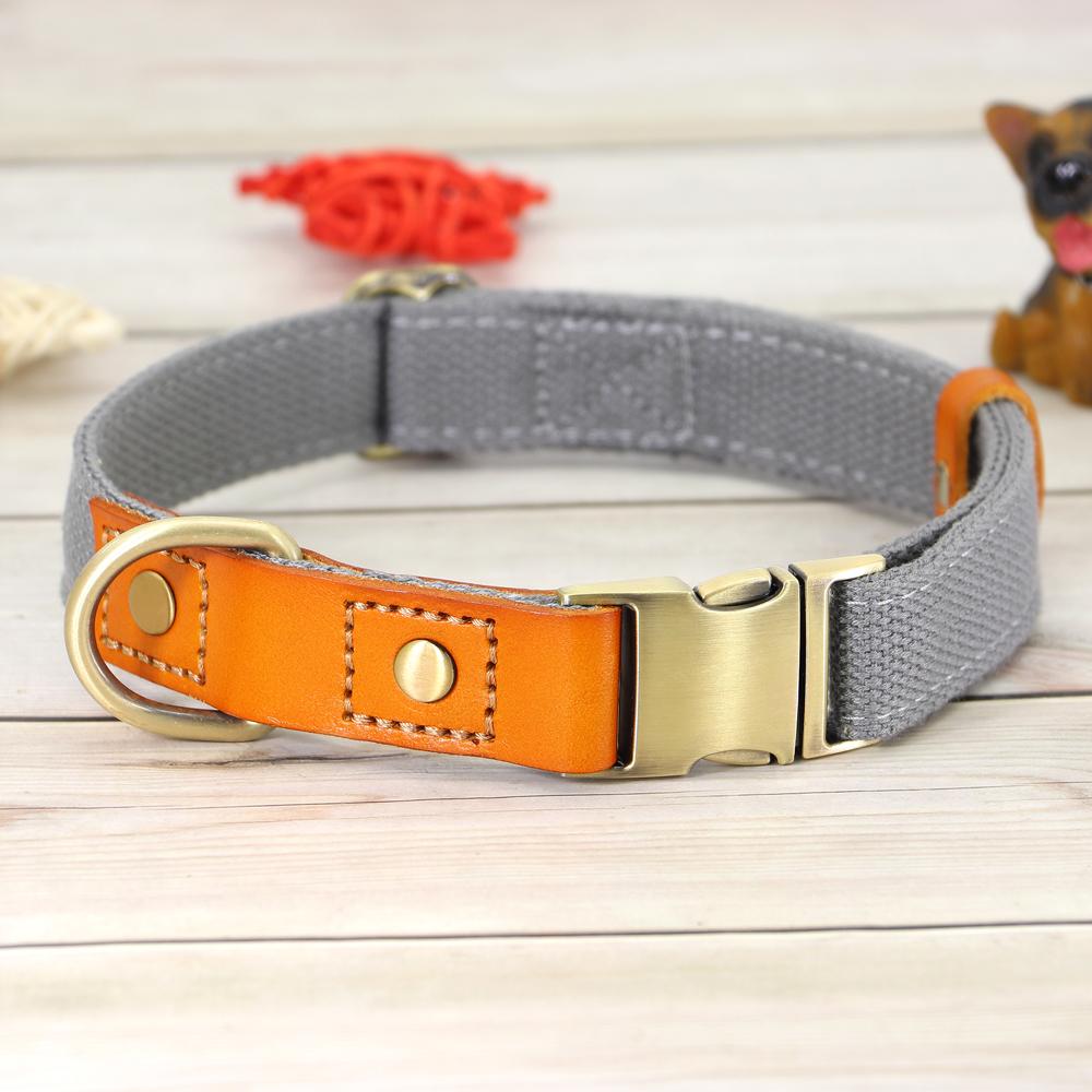 Cheap Dog Collar Nylon Pu Leather Dogs Buckle Collars Durable Pet