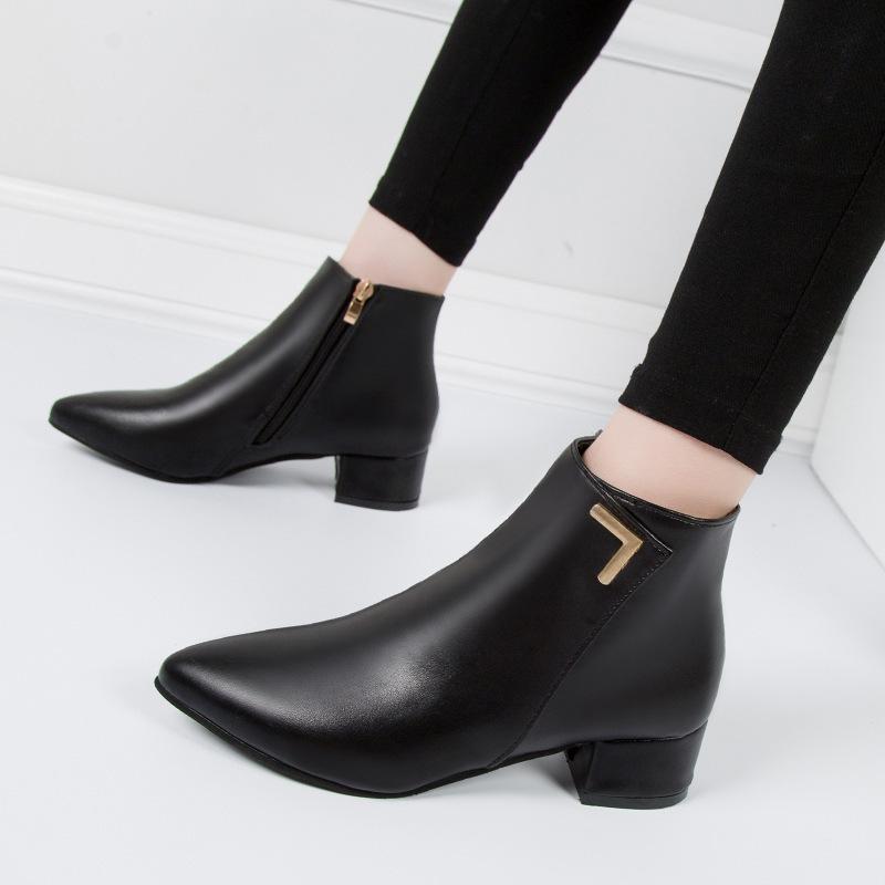 Cheap Fashion Women Boots Casual Leather Low High Heels Spring Shoes