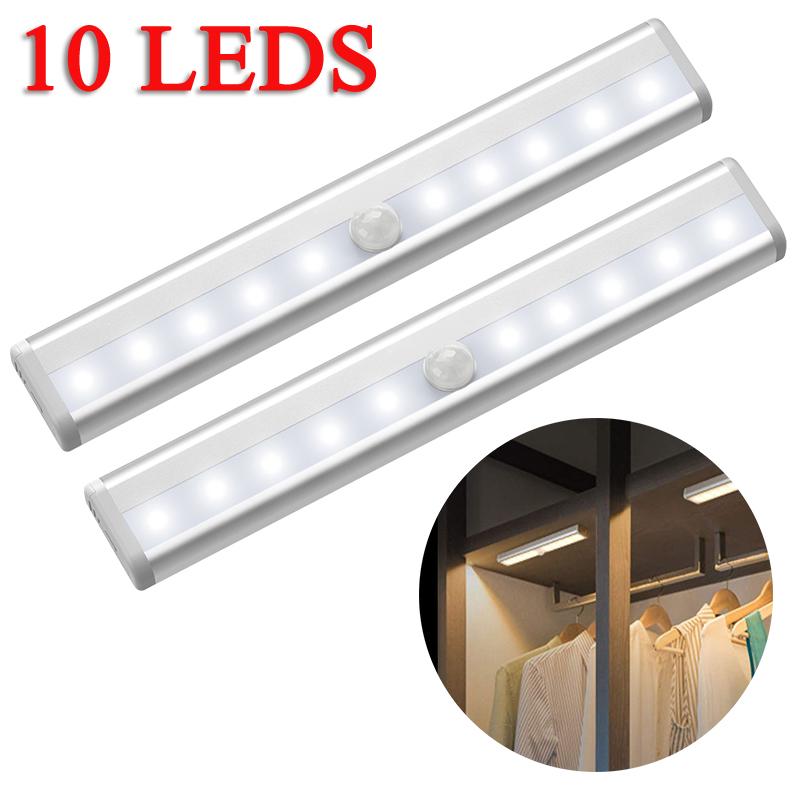 10 LEDS Motion Sensor Light Cupboard Wardrobe Bed Lamp LED Under