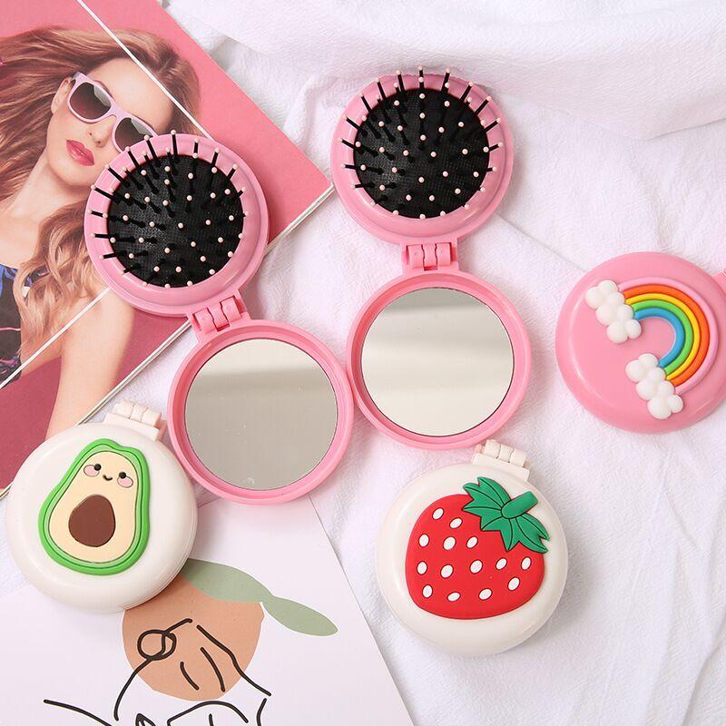 Buy Mini Pocket Mirror Cute Massage Folding Mirror with Comb Portable