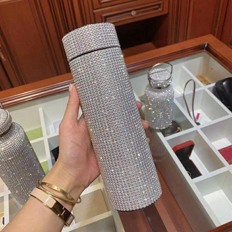 Buy 500ml Stainless Steel Water Bottle Diamond Coffee Cup Smart Diamond