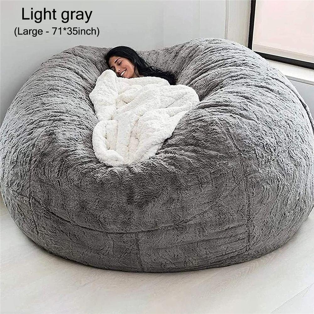 Buy Premium Round Faux Fur Fluffy Bean Bag Cover Bean Bag Chairs
