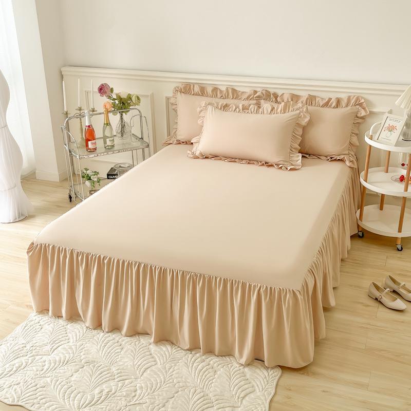 Solid Bed Skirt Soft Skin Friendly Bed Sheet Cadar Mattress Cover